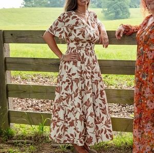 Rust Print Ivory Cotton Maxi Dress